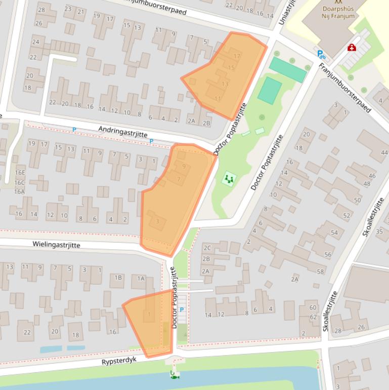 Kaart van postcodegebied 9034HG.