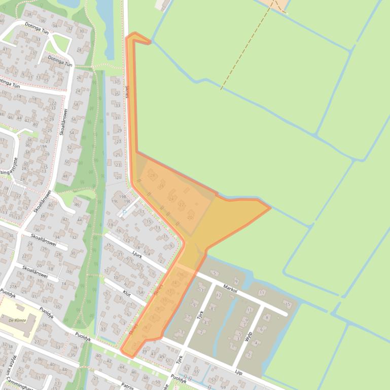 Kaart van postcodegebied 9035DA.