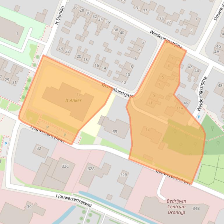 Kaart van postcodegebied 9035EB.