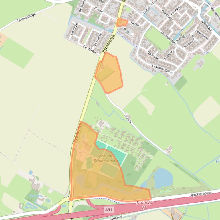 Kaart van postcodegebied 9036JE.