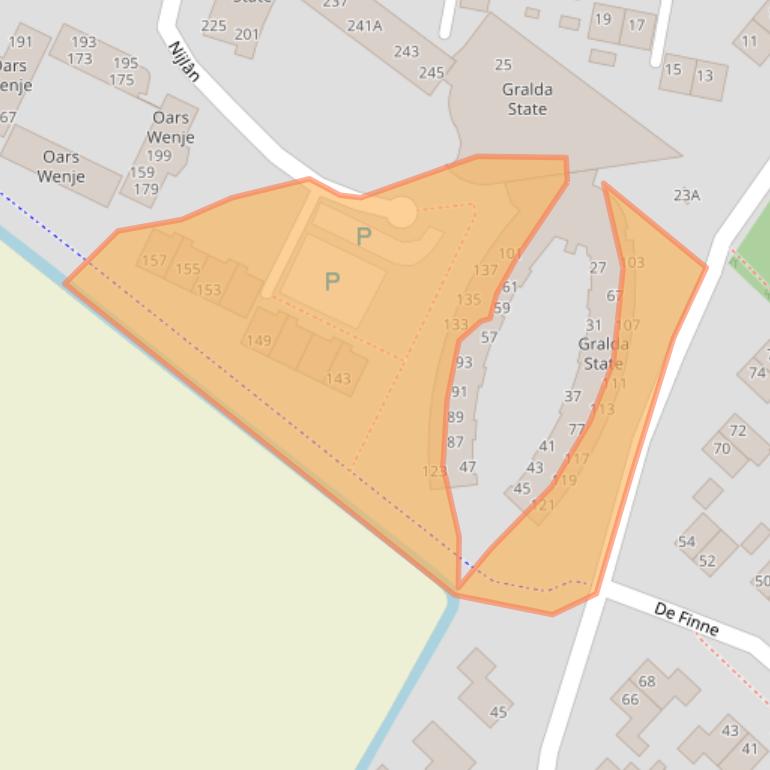 Kaart van postcodegebied 9036JN.