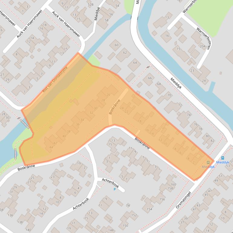 Kaart van postcodegebied 9036KW.