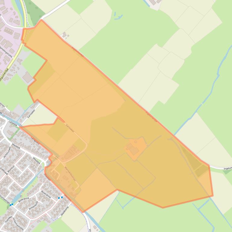 Kaart van postcodegebied 9036LJ.