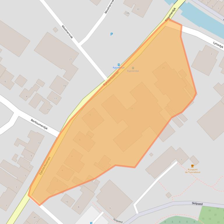 Kaart van postcodegebied 9036MS.