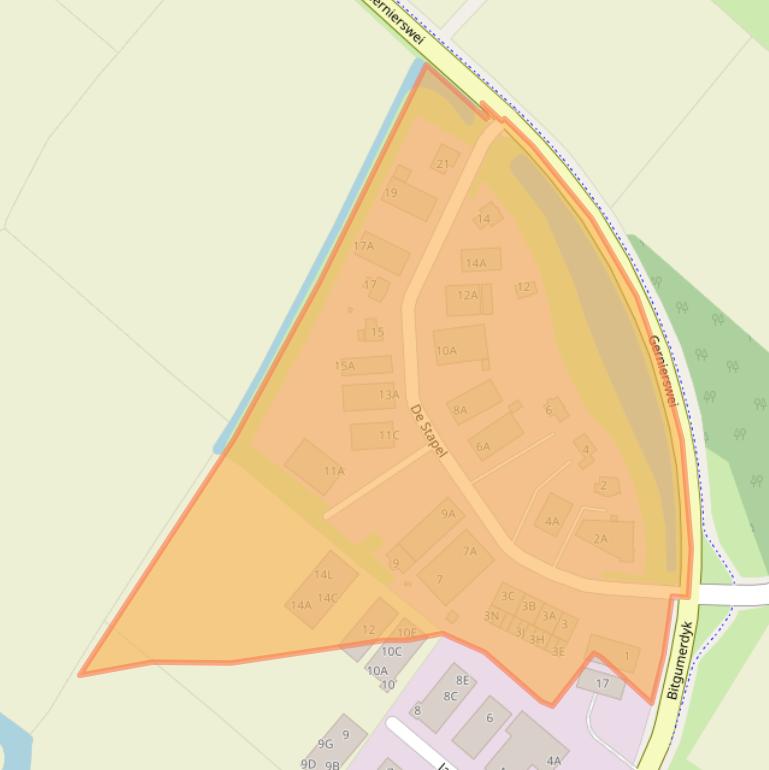 Kaart van postcodegebied 9036VN.