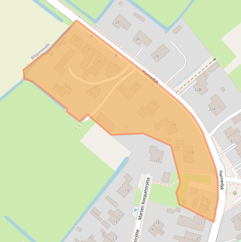 Kaart van postcodegebied 9038TN.