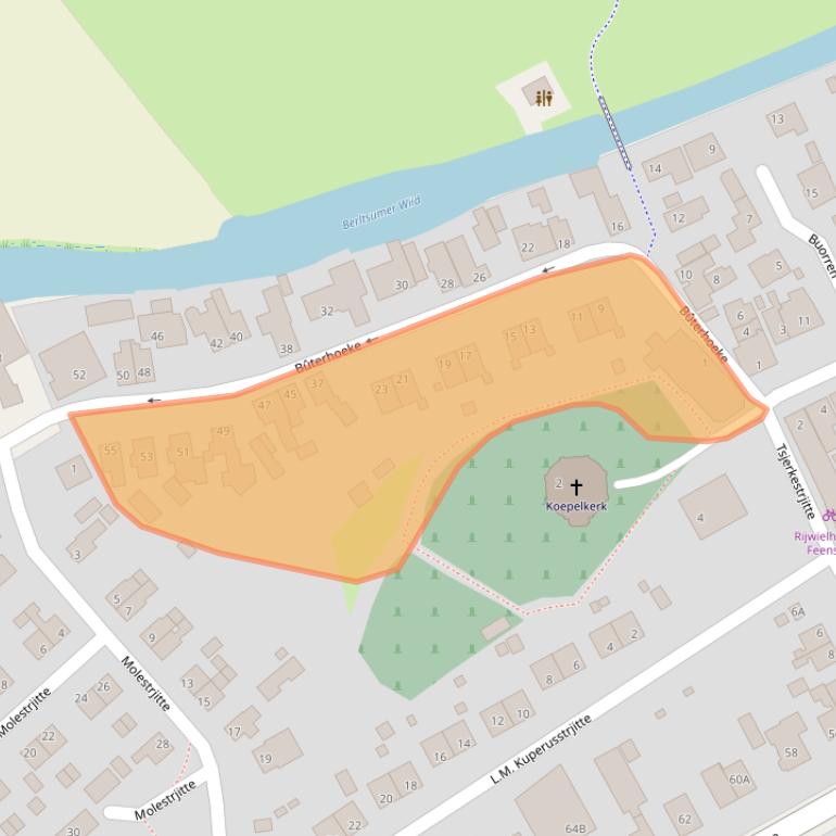 Kaart van postcodegebied 9041AA.
