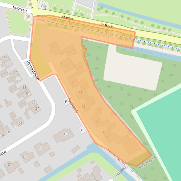 Kaart van postcodegebied 9044NC.