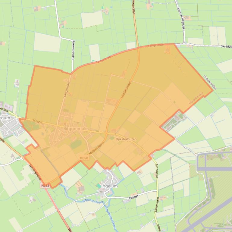 Kaart van postcodegebied 9045.