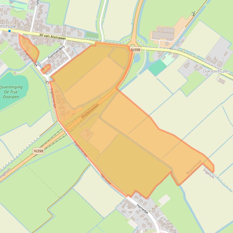 Kaart van postcodegebied 9045RC.
