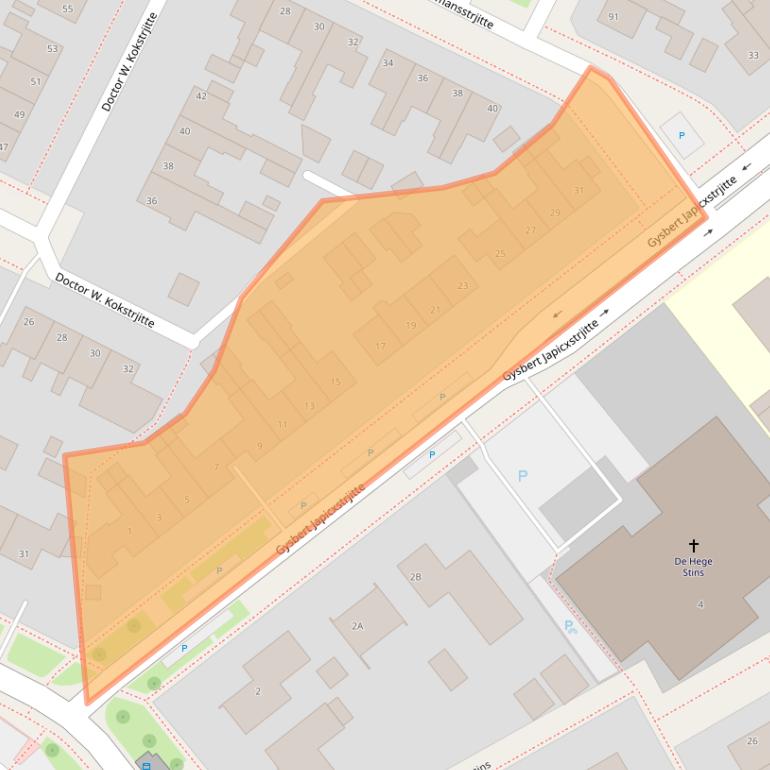 Kaart van postcodegebied 9051EN.