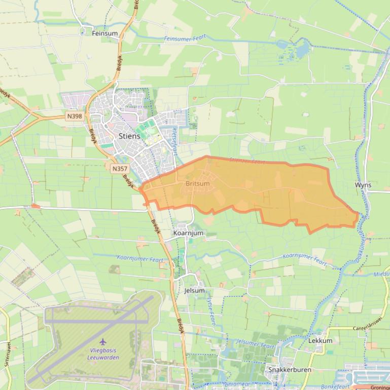 Kaart van postcodegebied 9055.