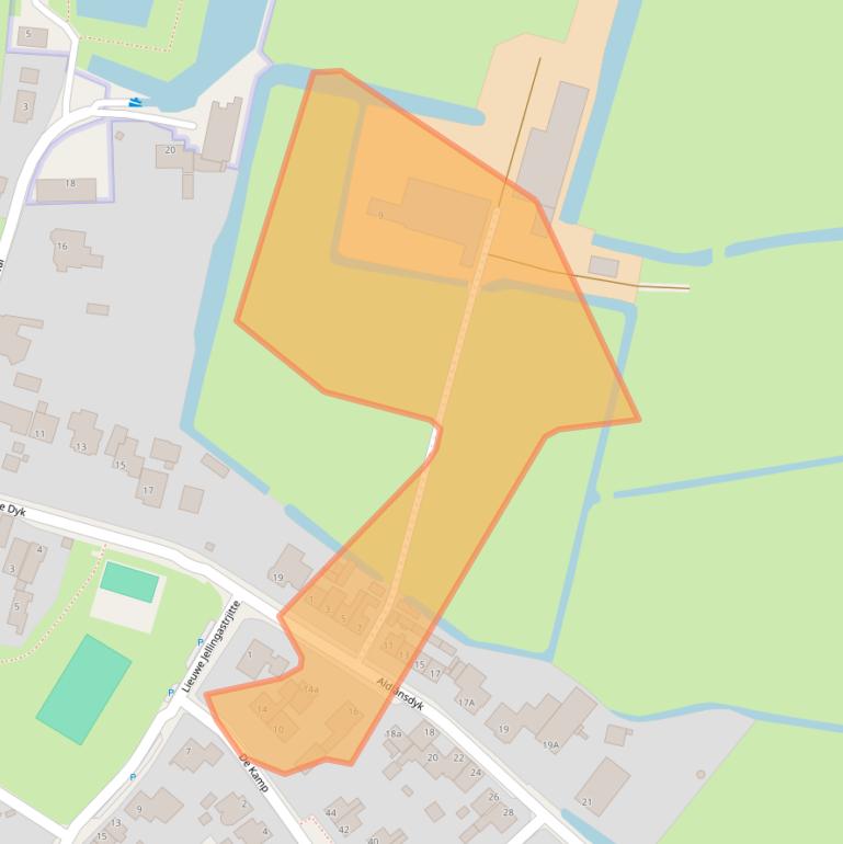 Kaart van postcodegebied 9055NG.