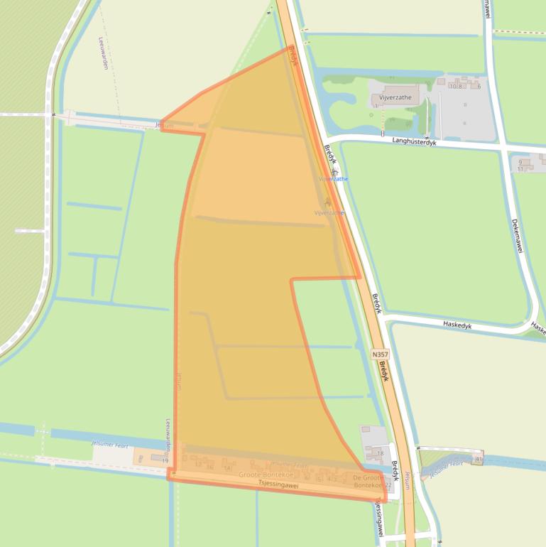 Kaart van postcodegebied 9057LJ.