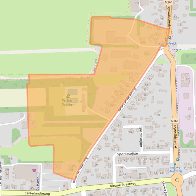 Kaart van postcodegebied 9061AD.