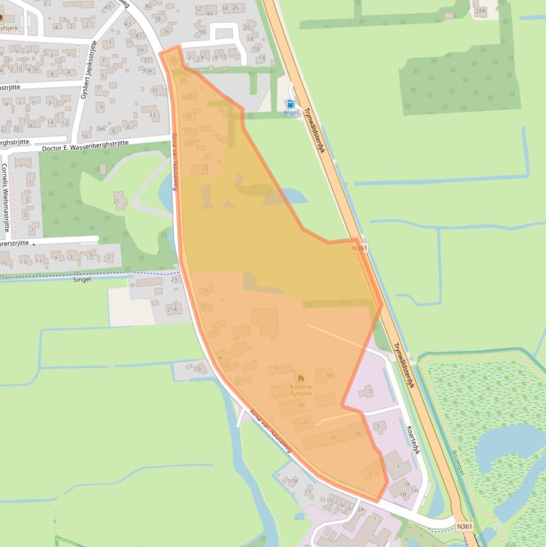 Kaart van postcodegebied 9061AE.