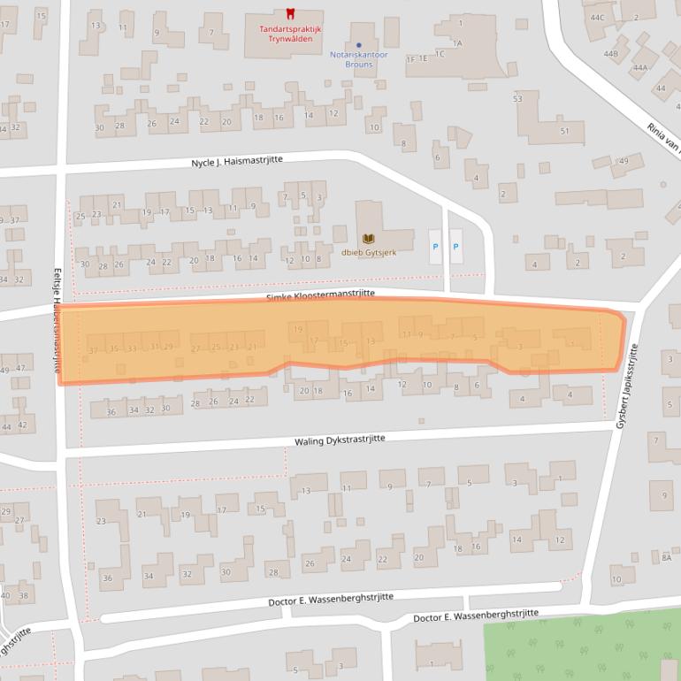 Kaart van postcodegebied 9061BB.