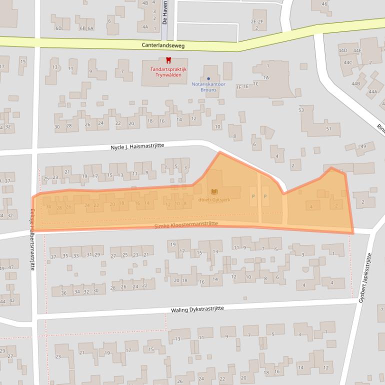 Kaart van postcodegebied 9061BE.
