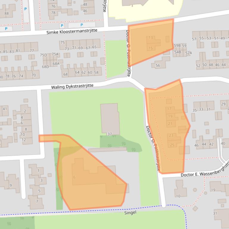 Kaart van postcodegebied 9061BK.
