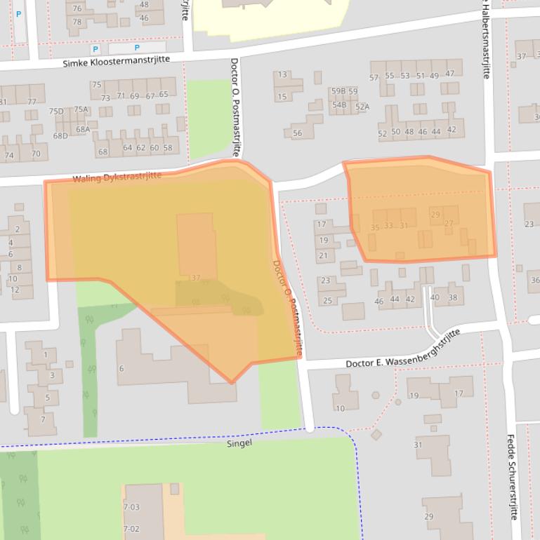 Kaart van postcodegebied 9061BM.