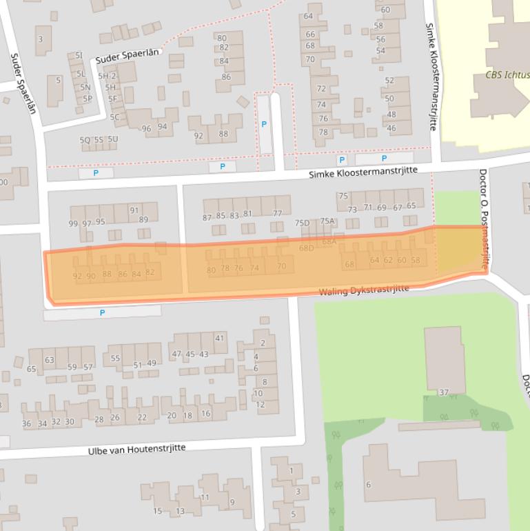 Kaart van postcodegebied 9061BS.