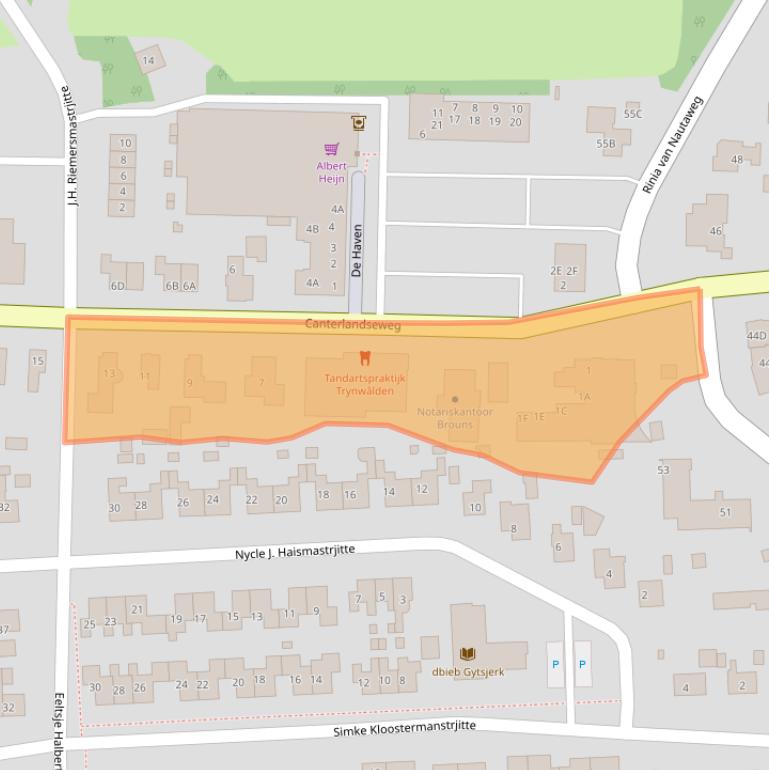 Kaart van postcodegebied 9061BX.