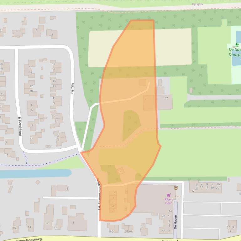 Kaart van postcodegebied 9061CE.