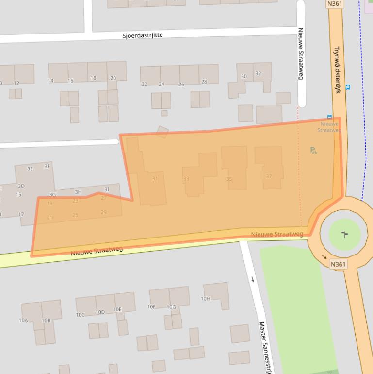 Kaart van postcodegebied 9061CK.