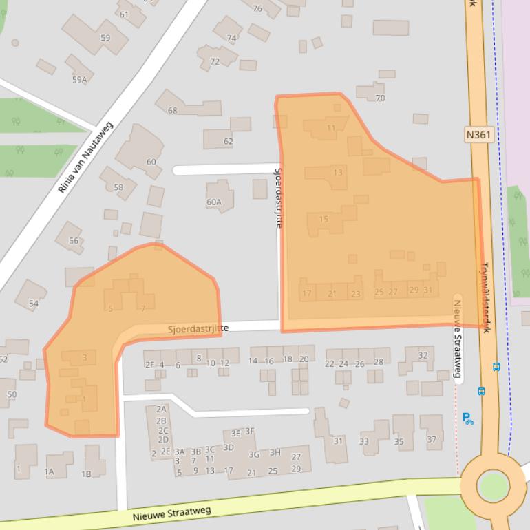 Kaart van postcodegebied 9061CT.