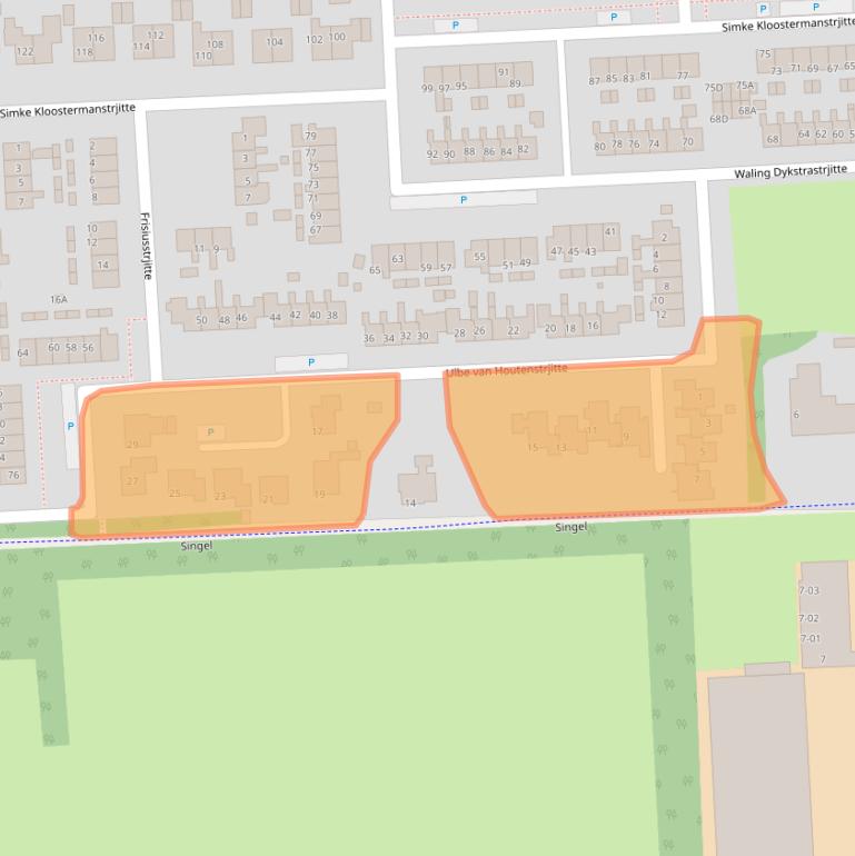 Kaart van postcodegebied 9061CX.