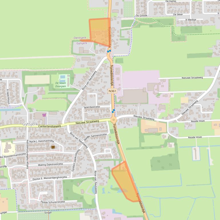 Kaart van postcodegebied 9061DA.