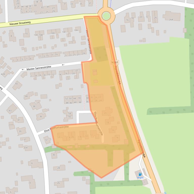 Kaart van postcodegebied 9061DC.