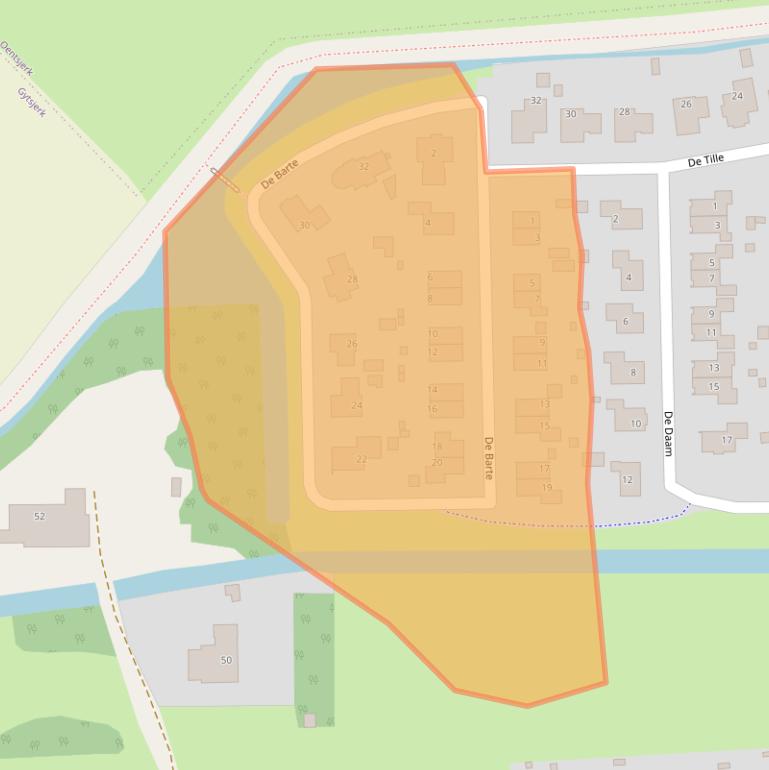 Kaart van postcodegebied 9061DK.