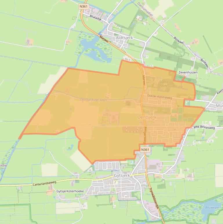 Kaart van postcodegebied 9062.