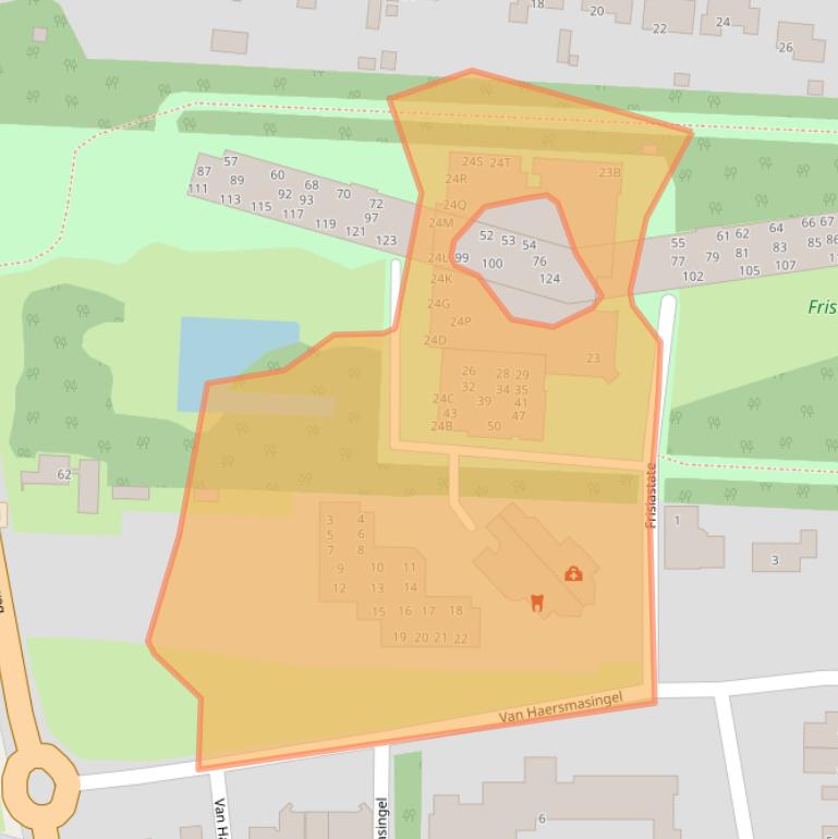 Kaart van postcodegebied 9062GX.