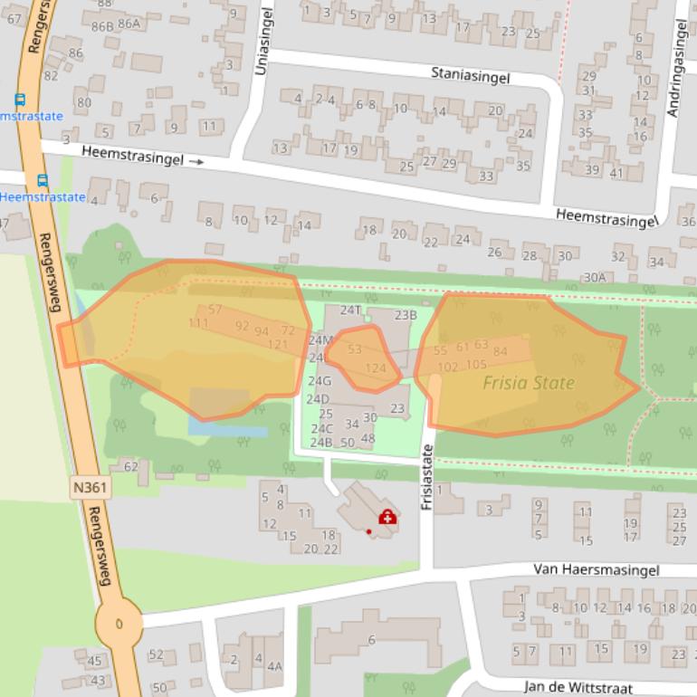 Kaart van postcodegebied 9062GZ.