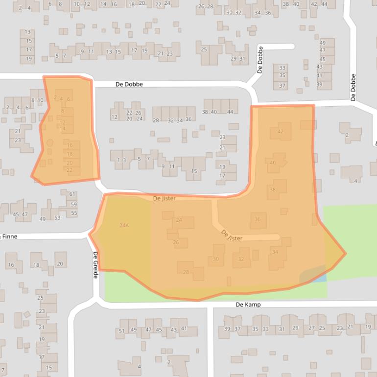 Kaart van postcodegebied 9062HJ.