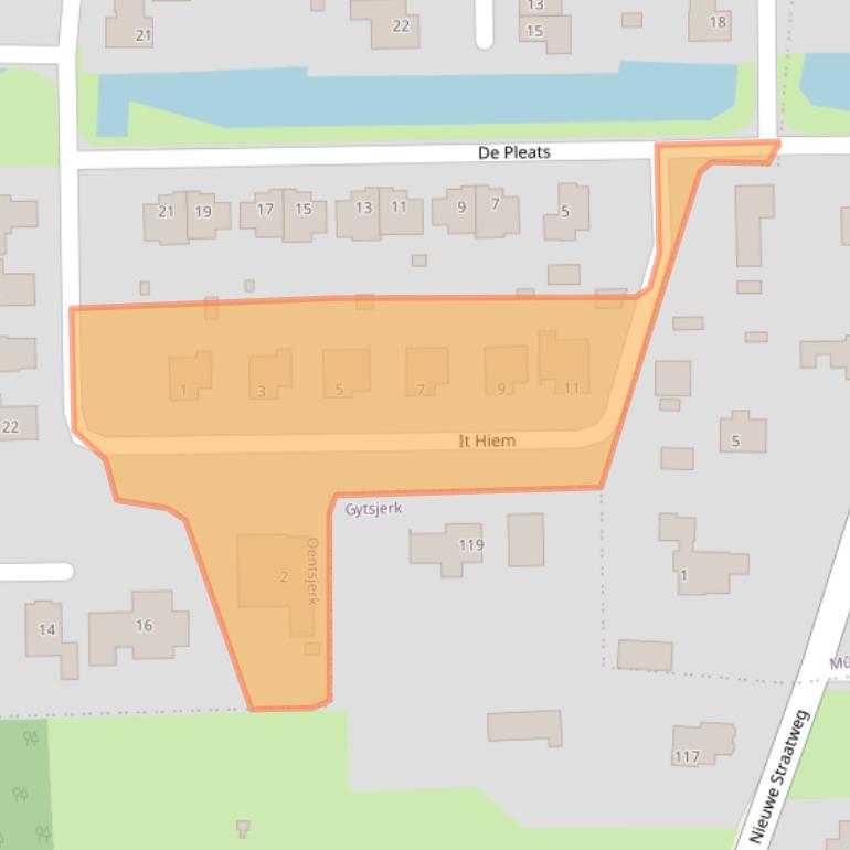 Kaart van postcodegebied 9062HT.