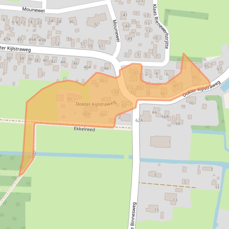 Kaart van postcodegebied 9063JE.