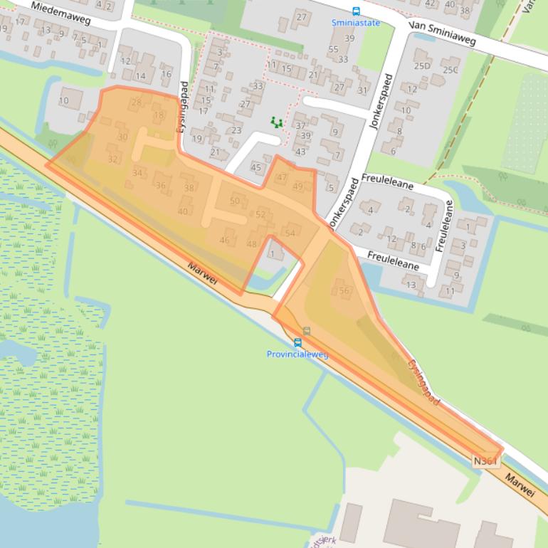 Kaart van postcodegebied 9064KK.