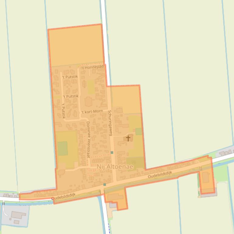 Kaart van postcodegebied 9072.