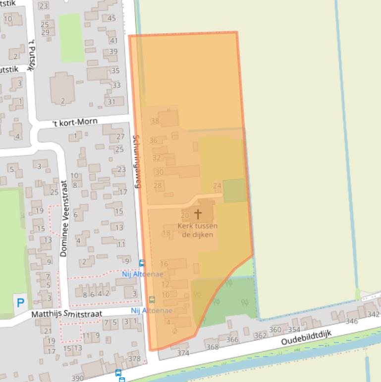 Kaart van postcodegebied 9072AJ.