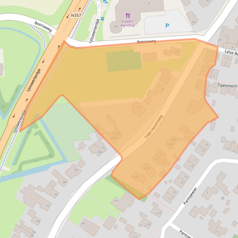 Kaart van postcodegebied 9073GE.