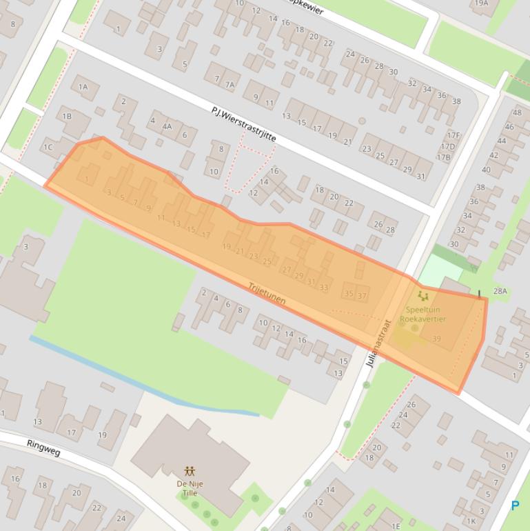 Kaart van postcodegebied 9073GT.