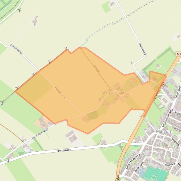 Kaart van postcodegebied 9073TS.