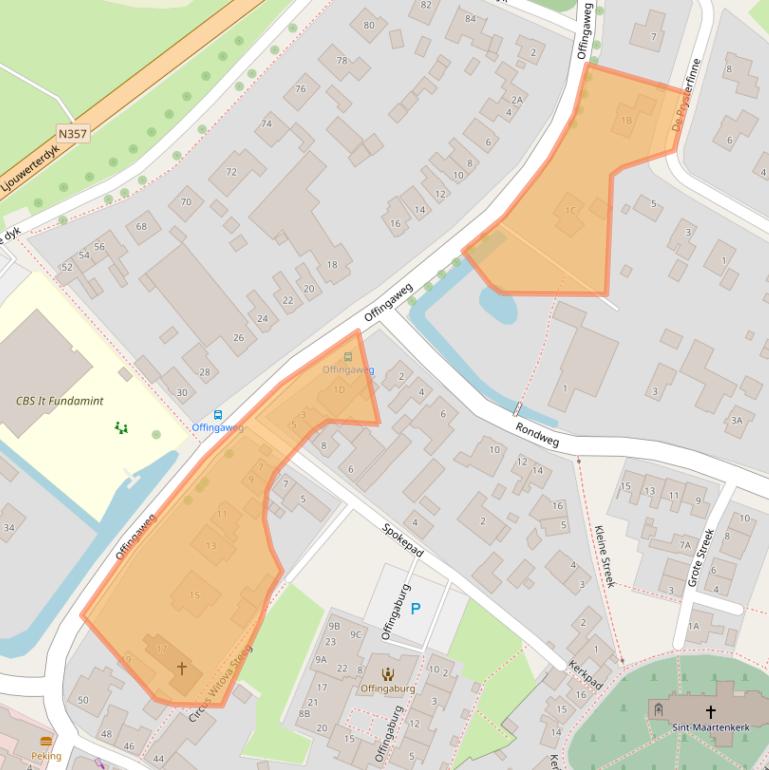 Kaart van postcodegebied 9074AJ.