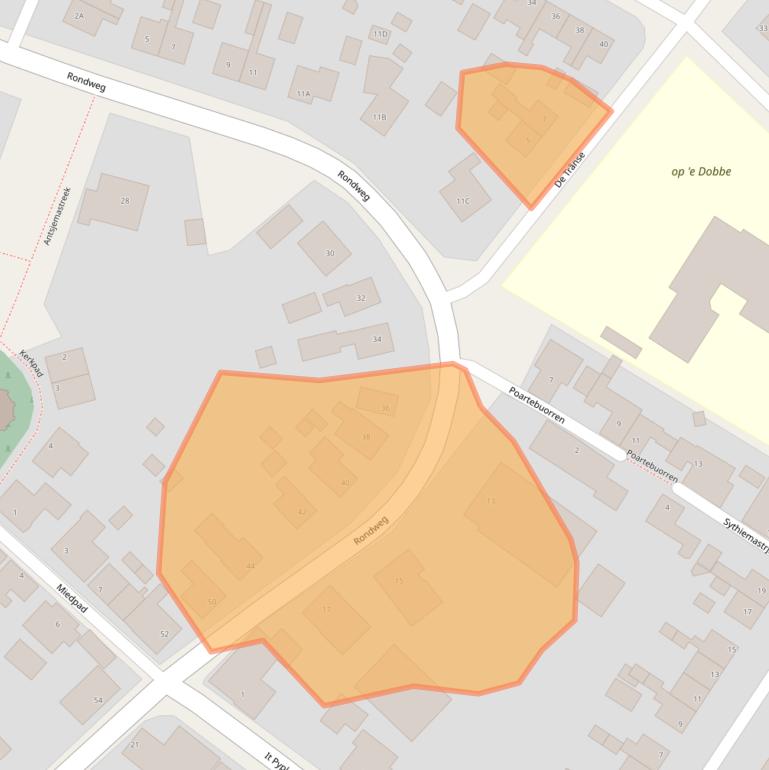Kaart van postcodegebied 9074AN.