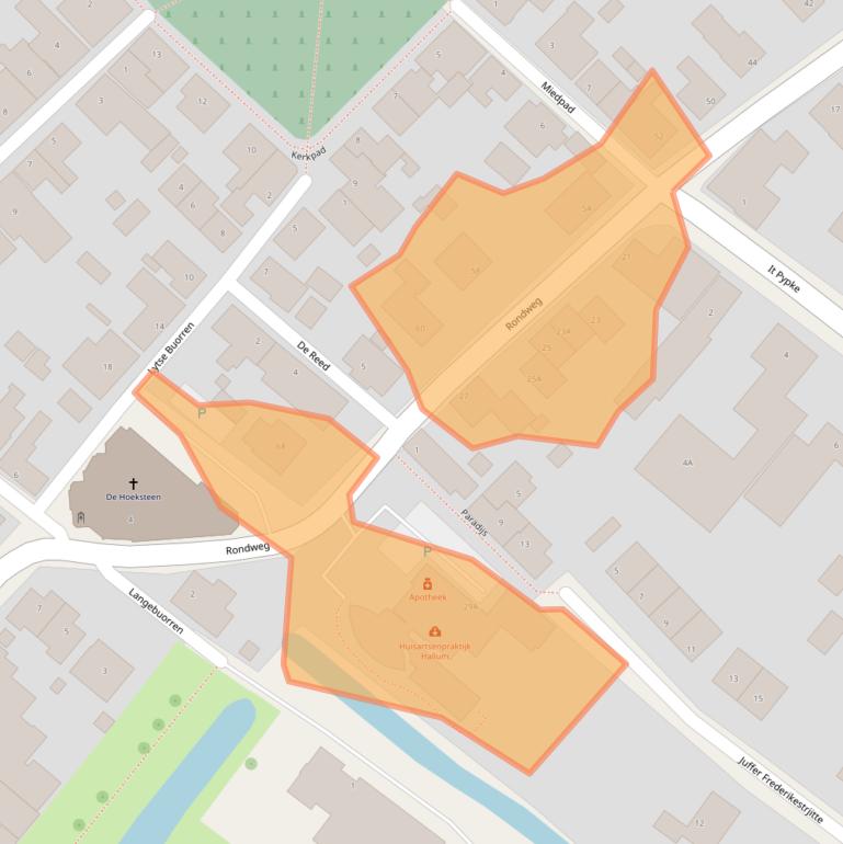 Kaart van postcodegebied 9074AP.