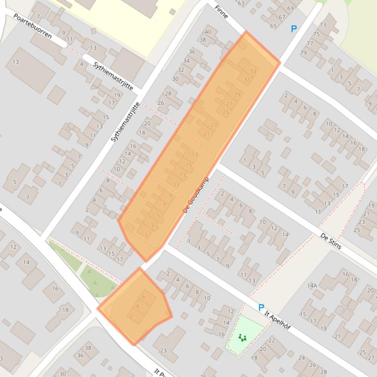 Kaart van postcodegebied 9074BB.