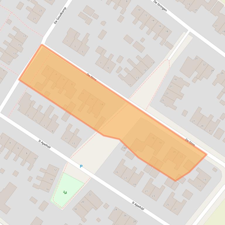 Kaart van postcodegebied 9074BG.